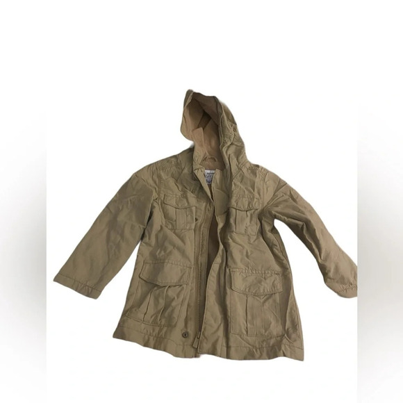 Old Navy Other - Old Navy Kid’s Military Tan Winter Hooded Fleece Lined Coat Size 3T